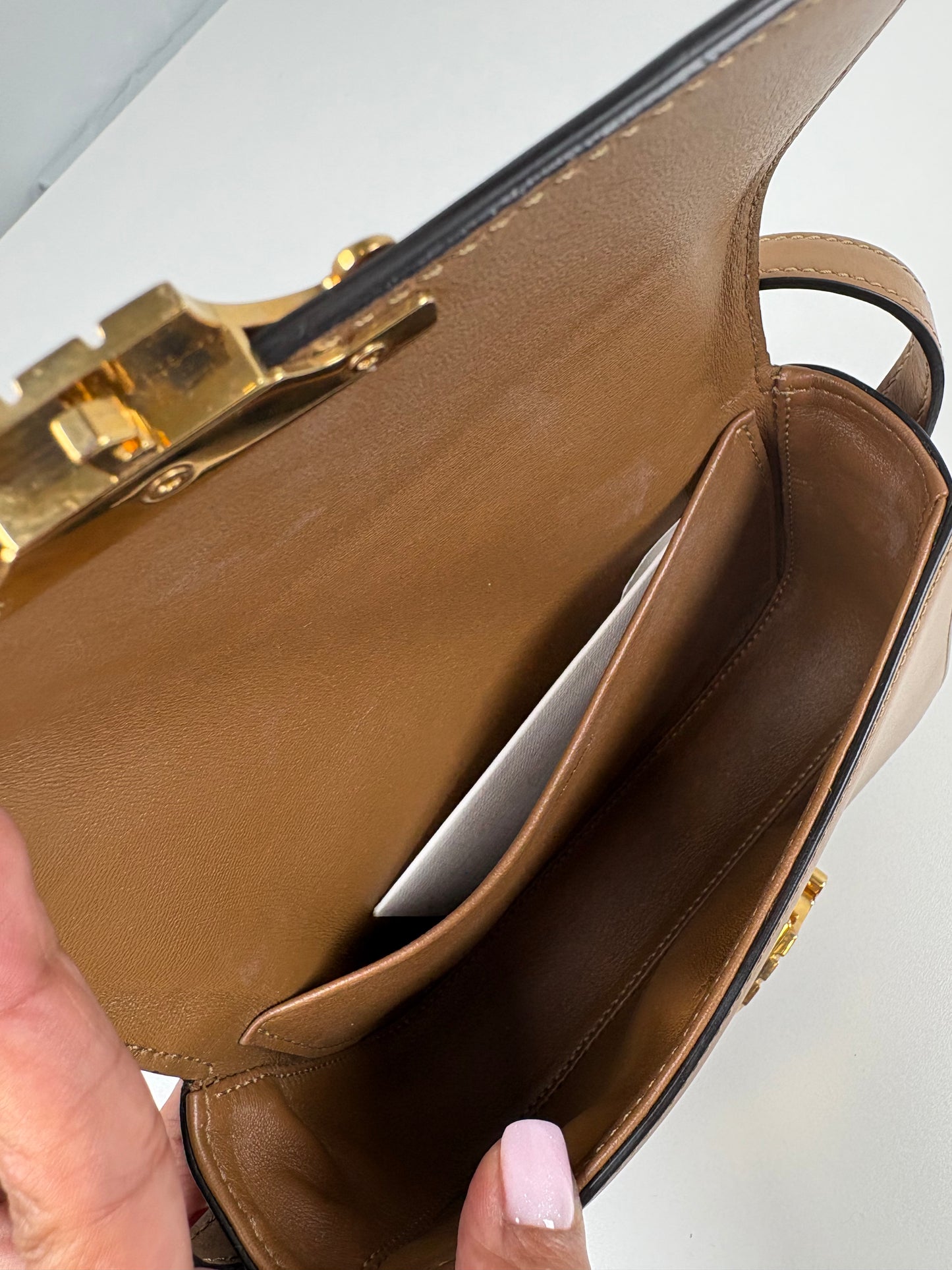 Pre-Owned CELINE Teen Triomphe Handbag, Natural