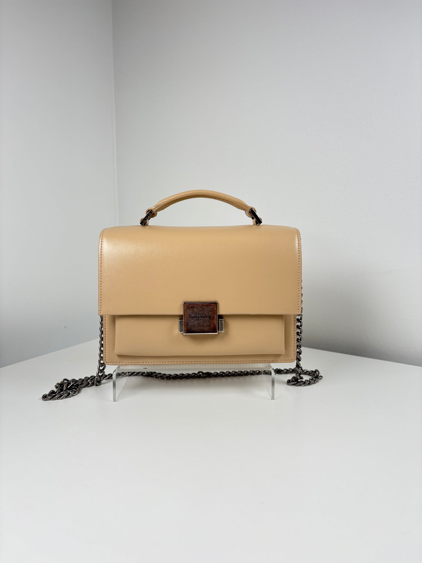 Pre-Owned SAINT LAURENT Bellechasse Handbag, Beige, Medium