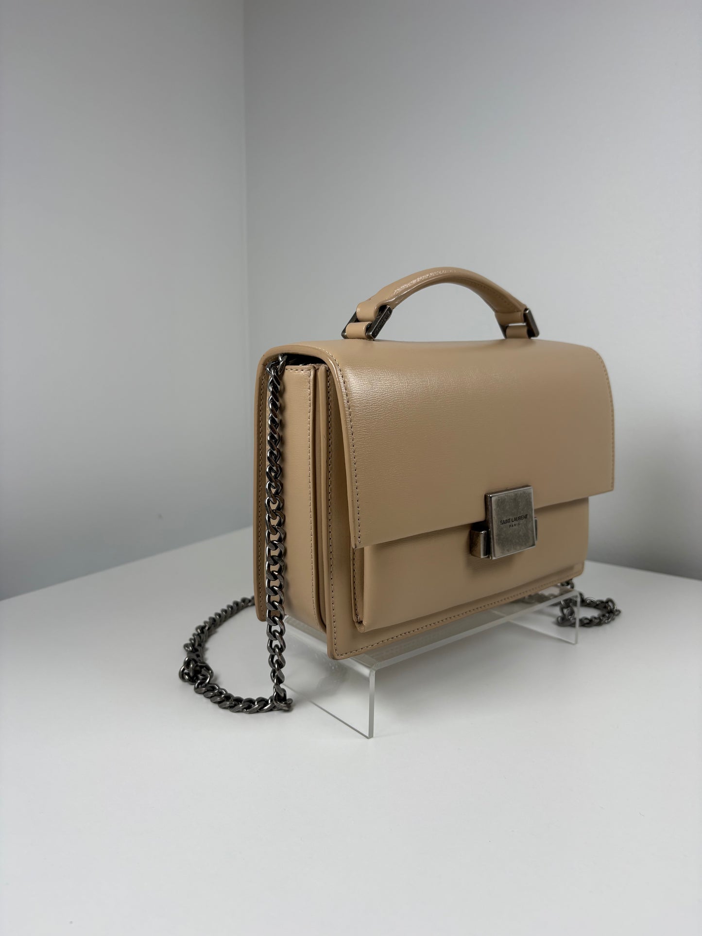 Pre-Owned SAINT LAURENT Bellechasse Handbag, Beige, Medium