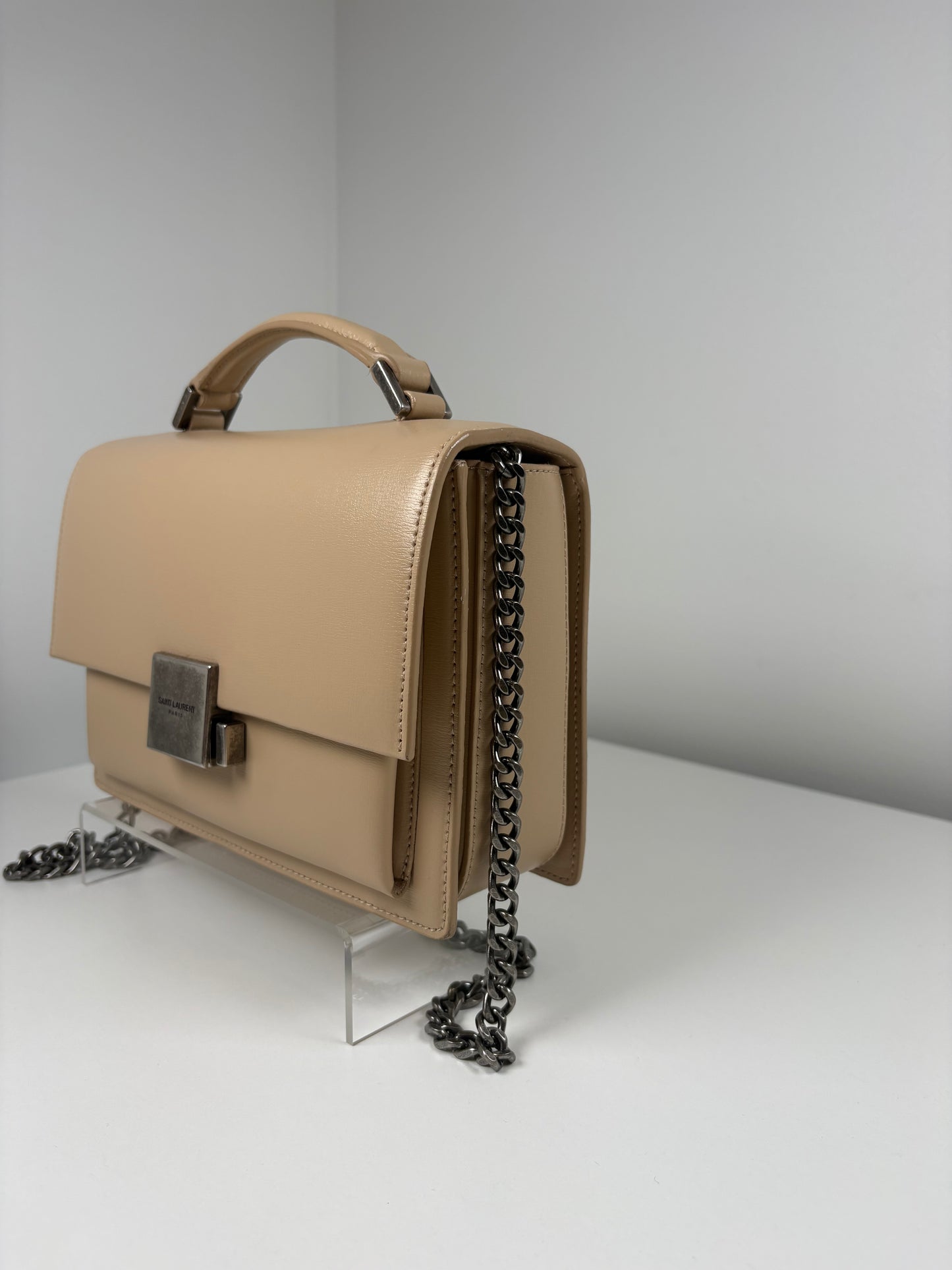 Pre-Owned SAINT LAURENT Bellechasse Handbag, Beige, Medium