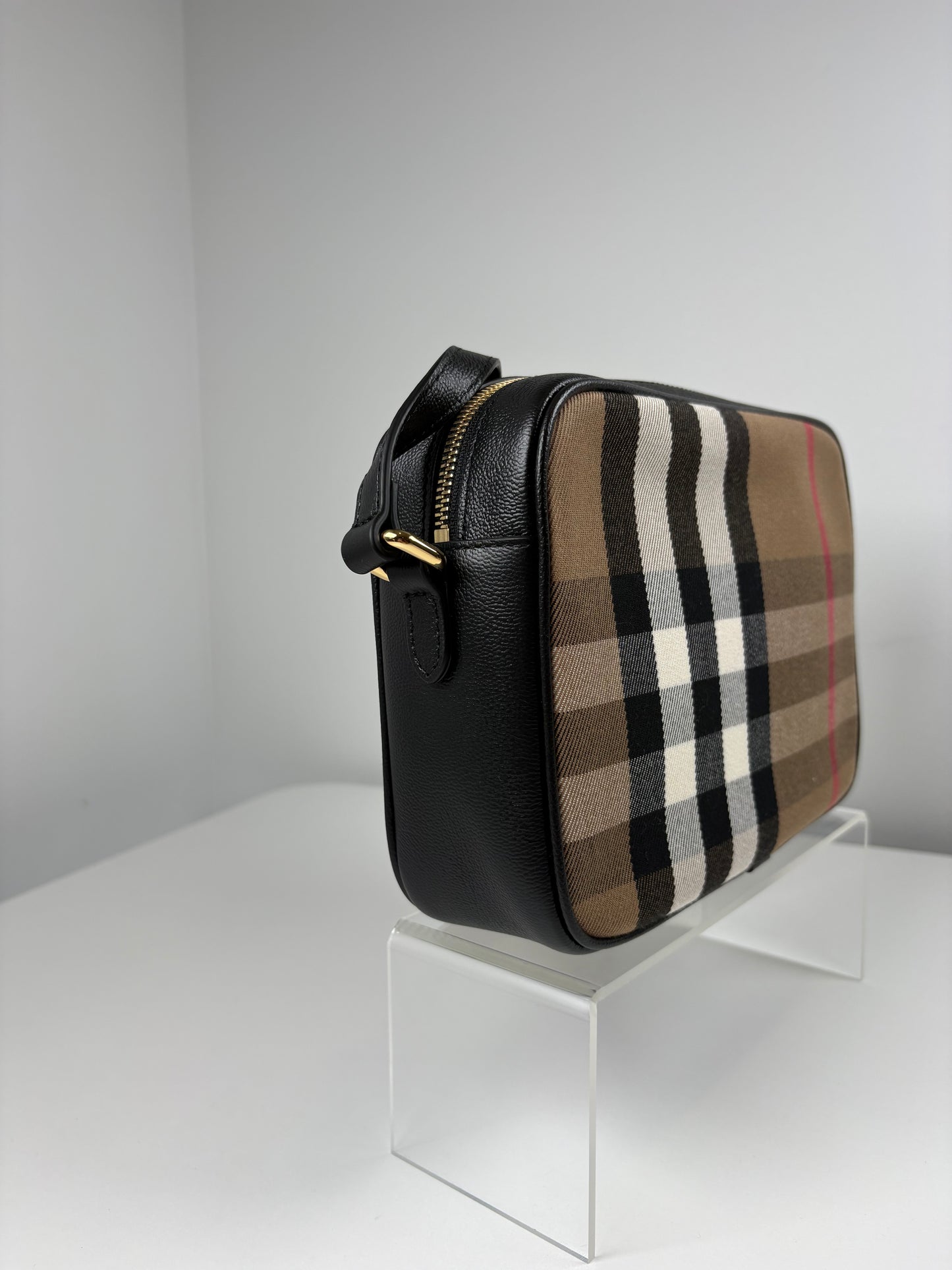 Pre-Owned BURBERRY Giant Check Camera Handbag, Nova Check, Small