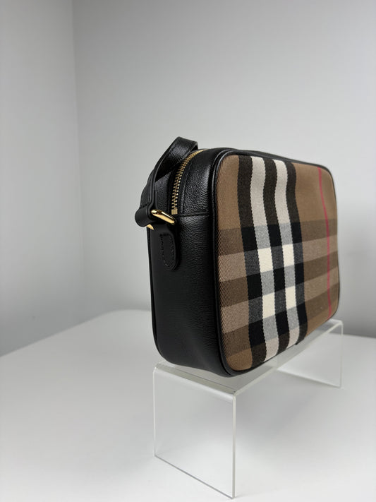 Pre-Owned BURBERRY Giant Check Camera Handbag, Nova Check, Small