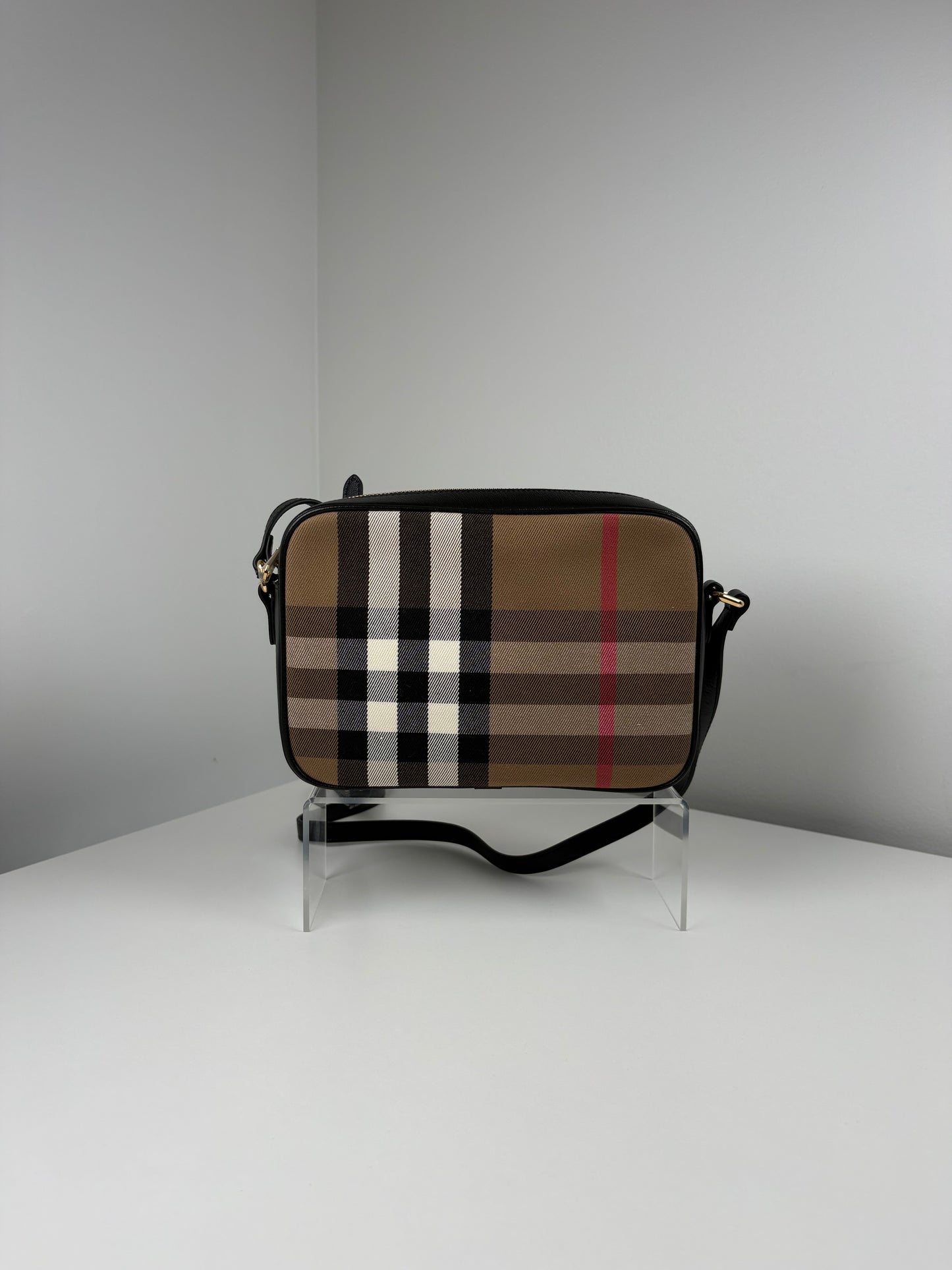 Pre-Owned BURBERRY Giant Check Camera Handbag, Nova Check, Small