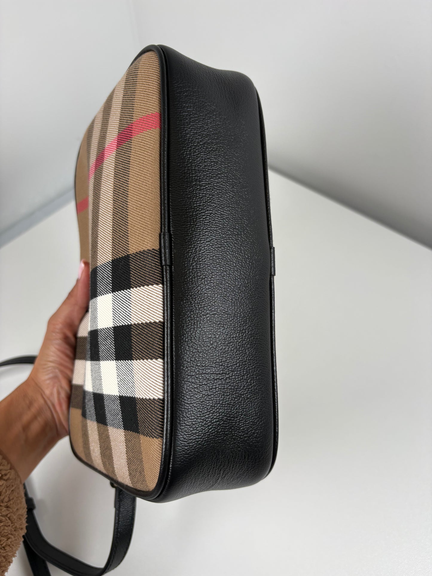 Pre-Owned BURBERRY Giant Check Camera Handbag, Nova Check, Small