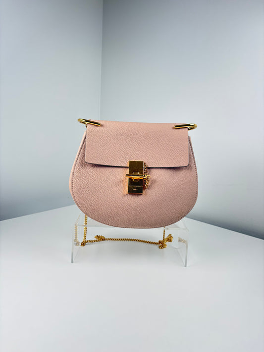 Pre-Owned CHLOE Frew Pebbled Handbag, Pink/Nude, Small