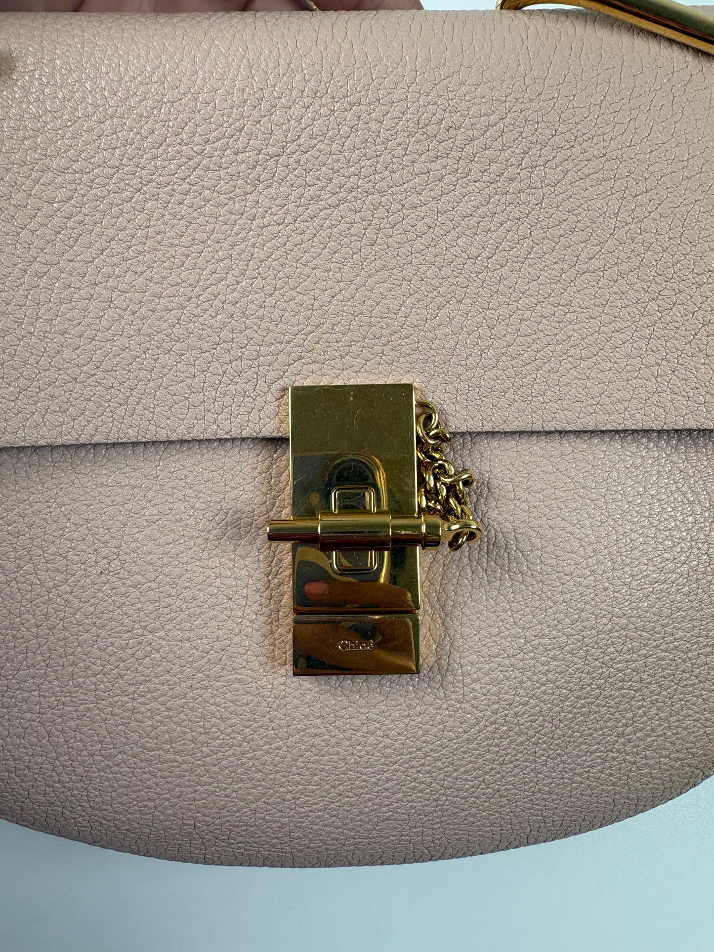 Pre-Owned CHLOE Frew Pebbled Handbag, Pink/Nude, Small