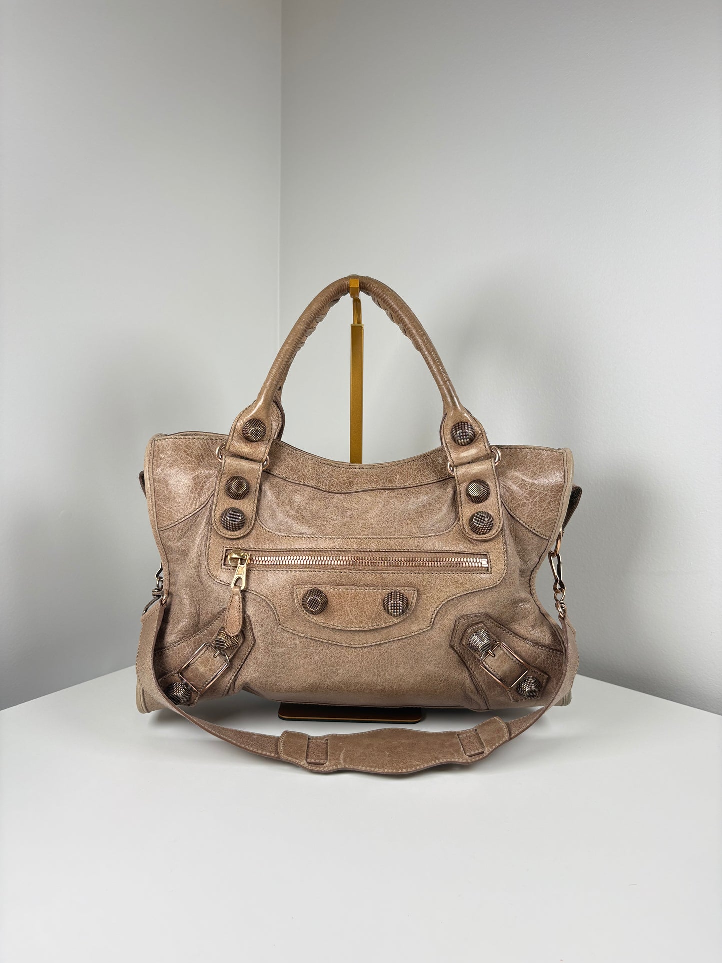 Pre-Owned BALENCIAGA Le City Bag Handbag, Dark Noix, Medium