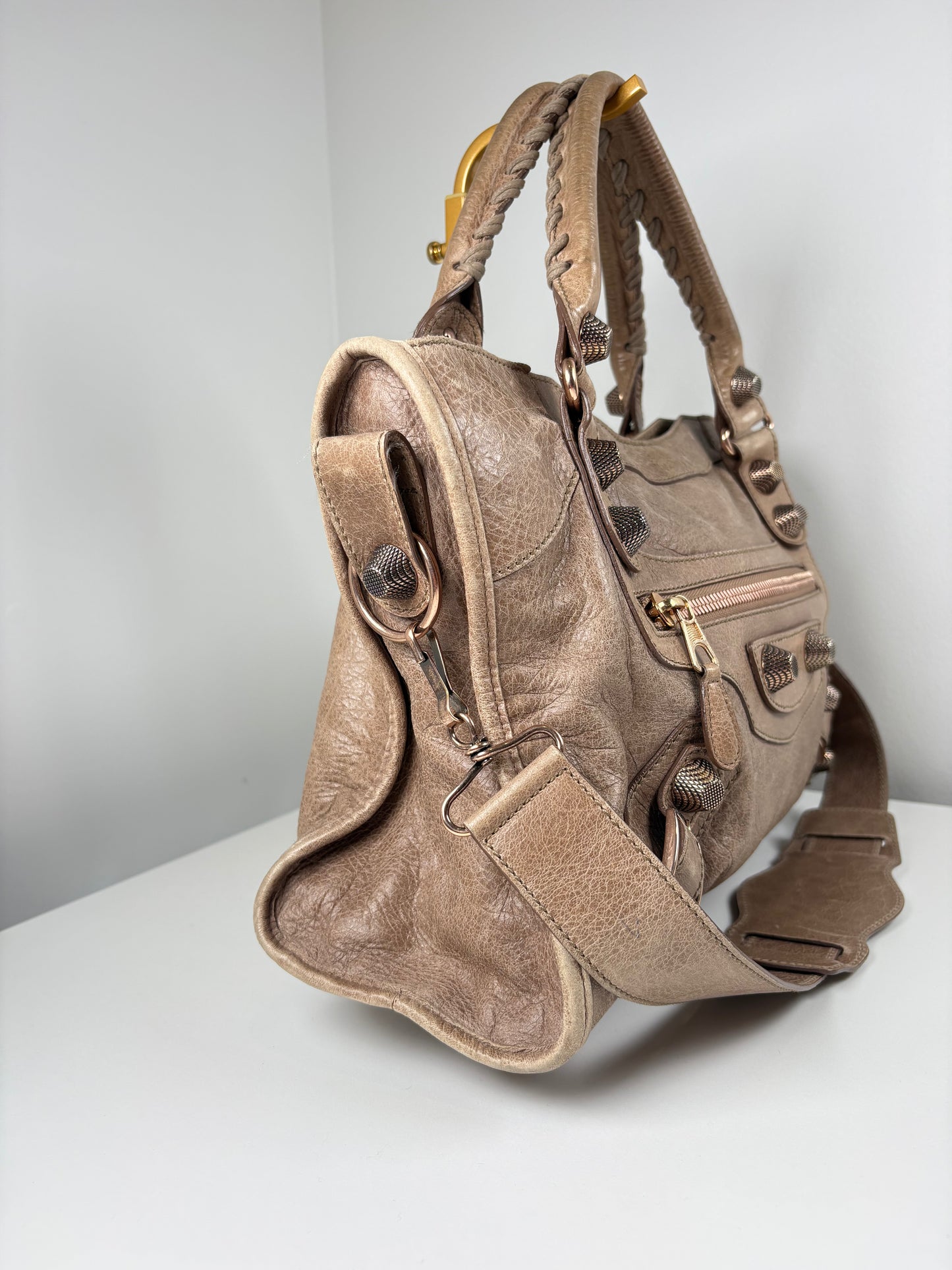 Pre-Owned BALENCIAGA Le City Bag Handbag, Dark Noix, Medium