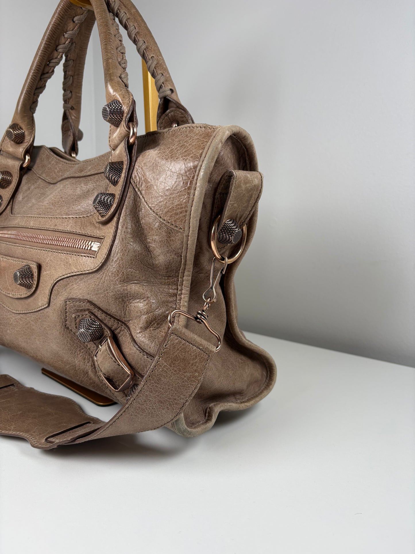 Pre-Owned BALENCIAGA Le City Bag Handbag, Dark Noix, Medium