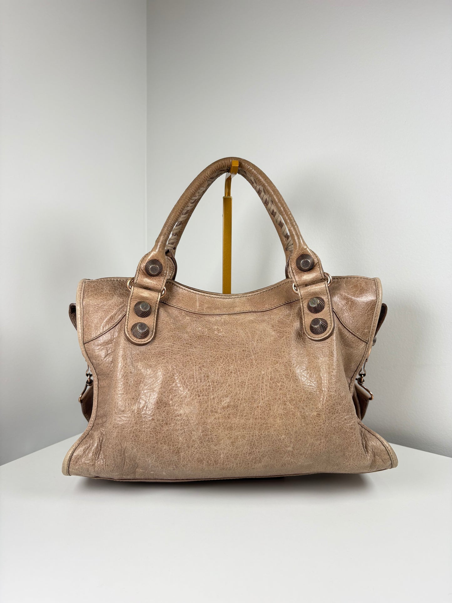 Pre-Owned BALENCIAGA Le City Bag Handbag, Dark Noix, Medium