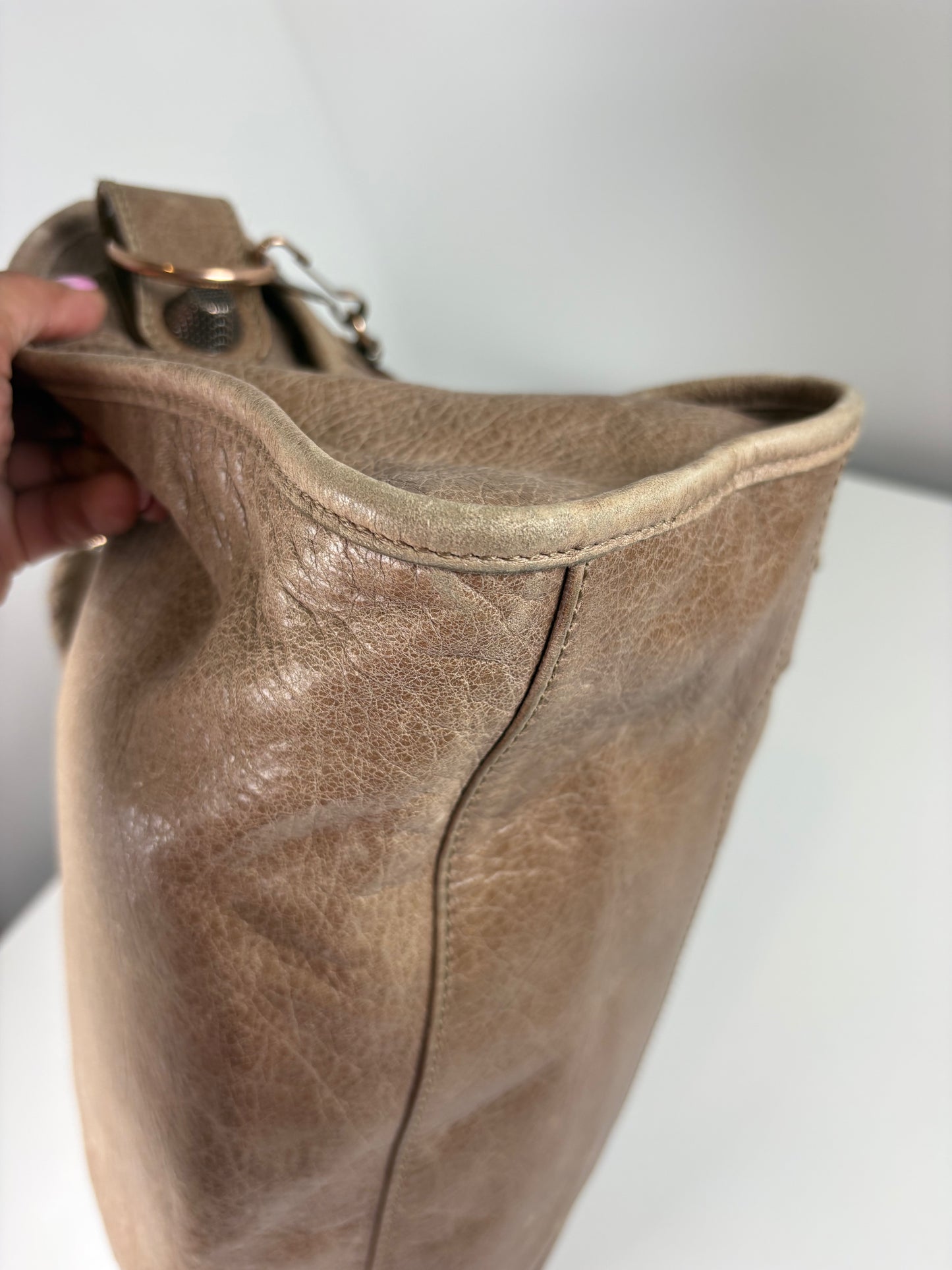 Pre-Owned BALENCIAGA Le City Bag Handbag, Dark Noix, Medium