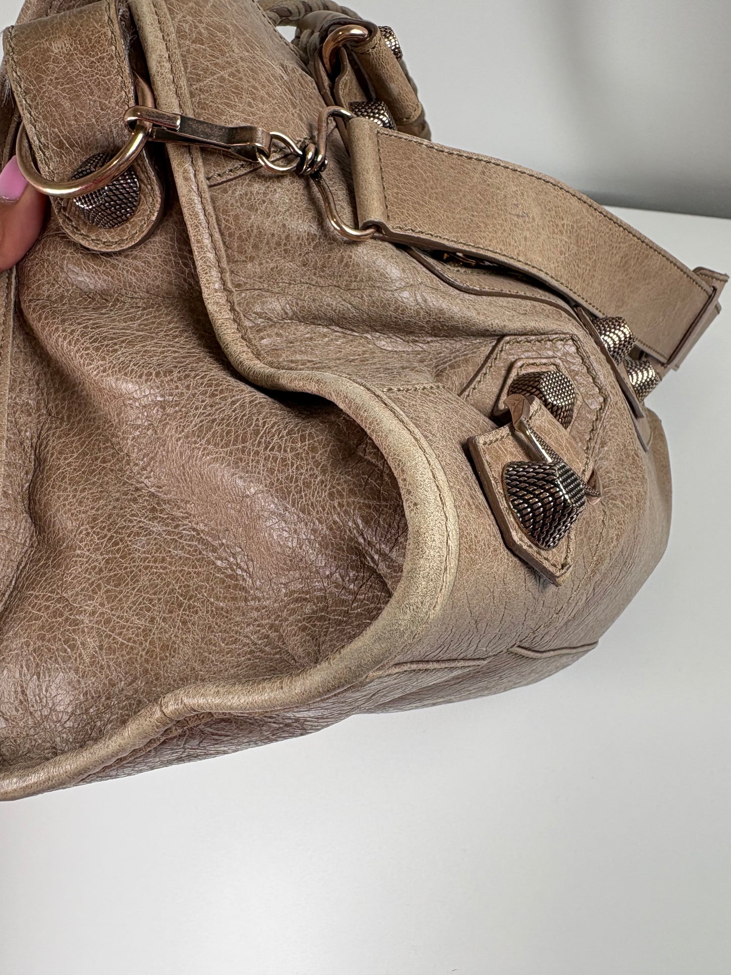 Pre-Owned BALENCIAGA Le City Bag Handbag, Dark Noix, Medium