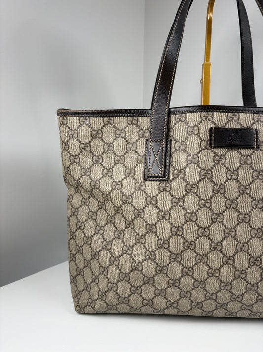 Pre-Owned GUCCI Plus GG Tote Handbag, Beige/Brown, Large
