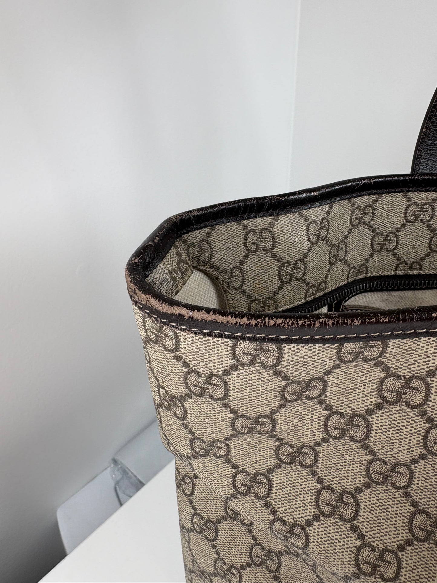 Pre-Owned GUCCI Plus GG Tote Handbag, Beige/Brown, Large