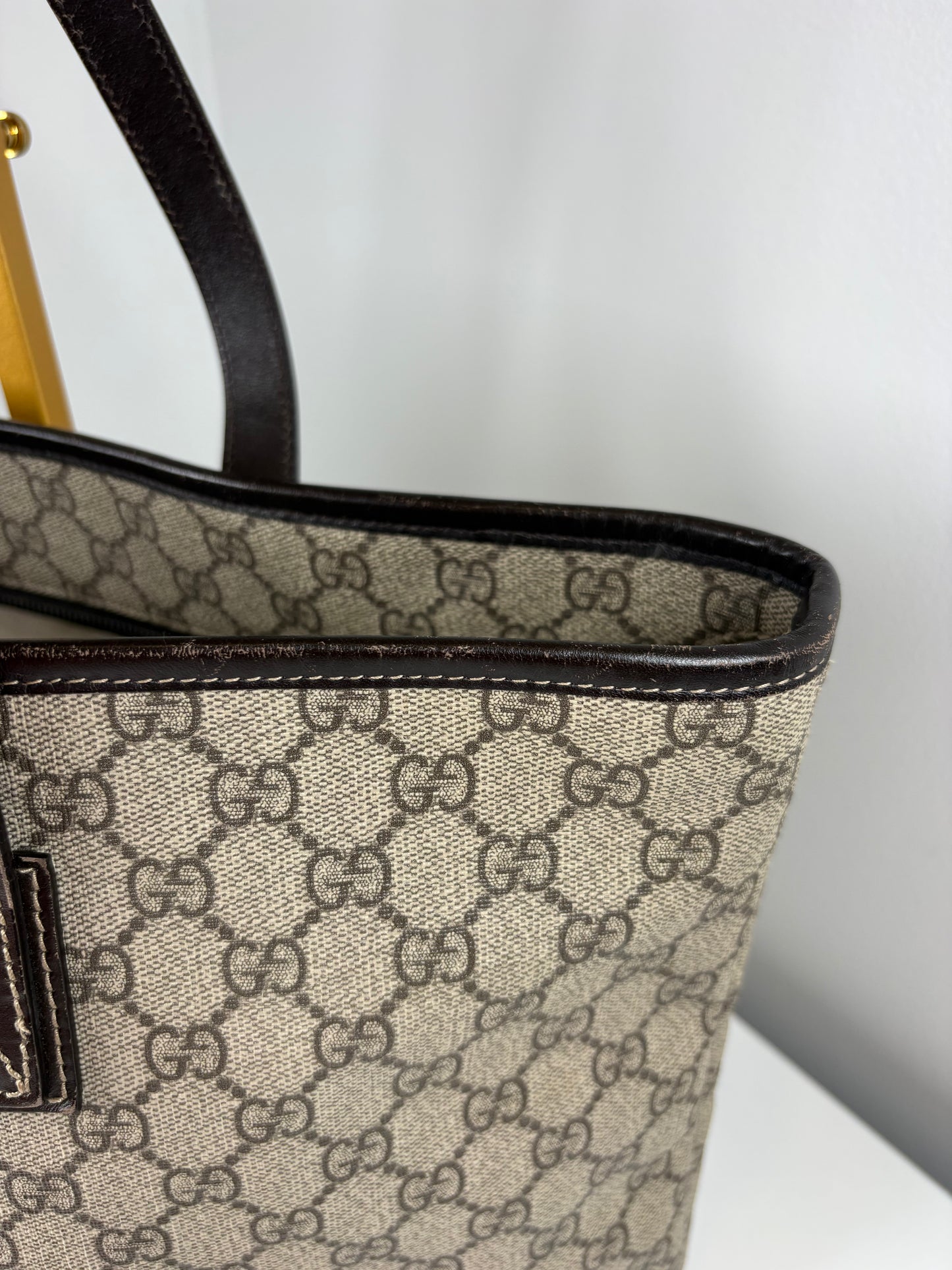 Pre-Owned GUCCI Plus GG Tote Handbag, Beige/Brown, Large
