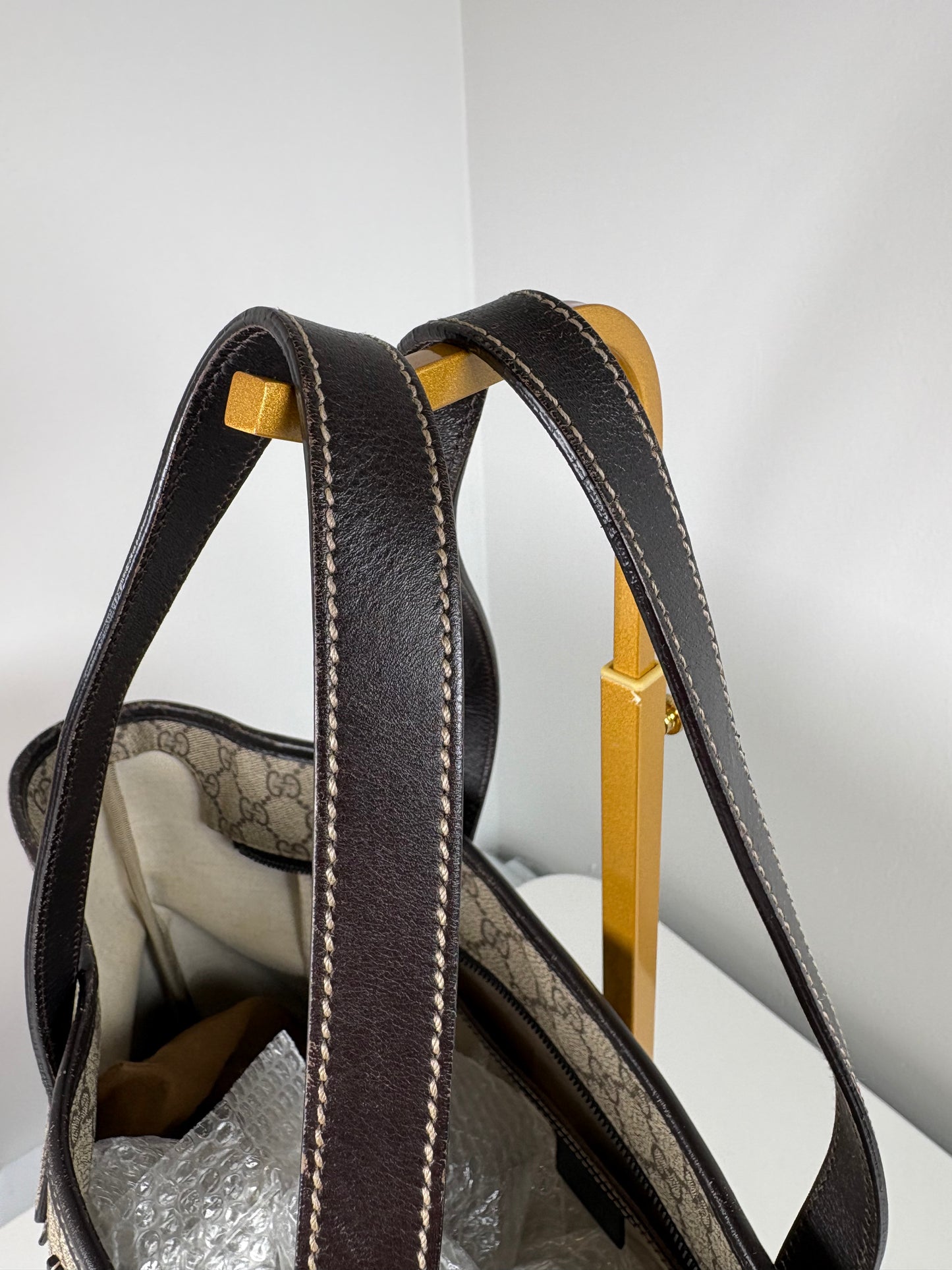 Pre-Owned GUCCI Plus GG Tote Handbag, Beige/Brown, Large