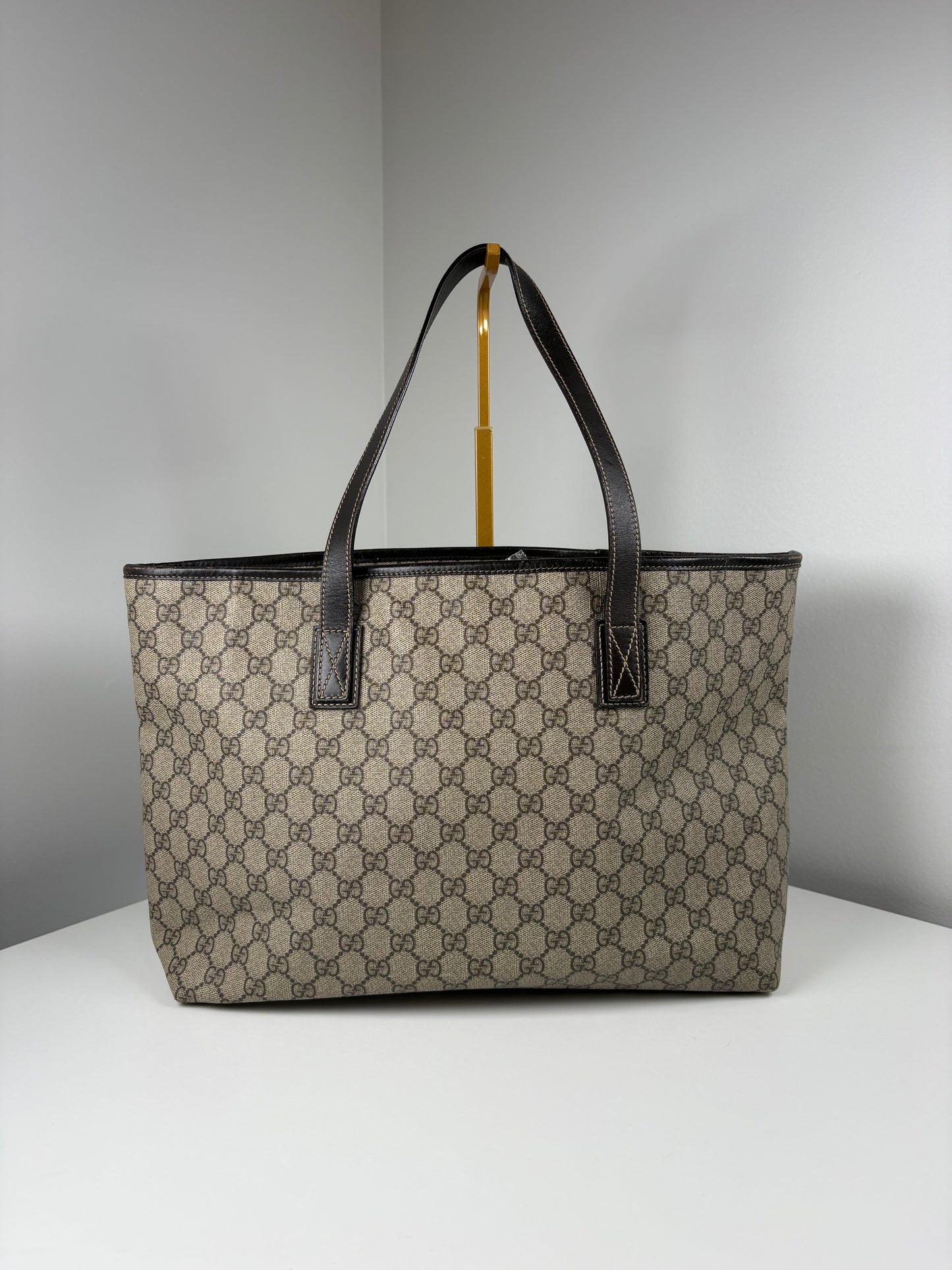 Pre-Owned GUCCI Plus GG Tote Handbag, Beige/Brown, Large