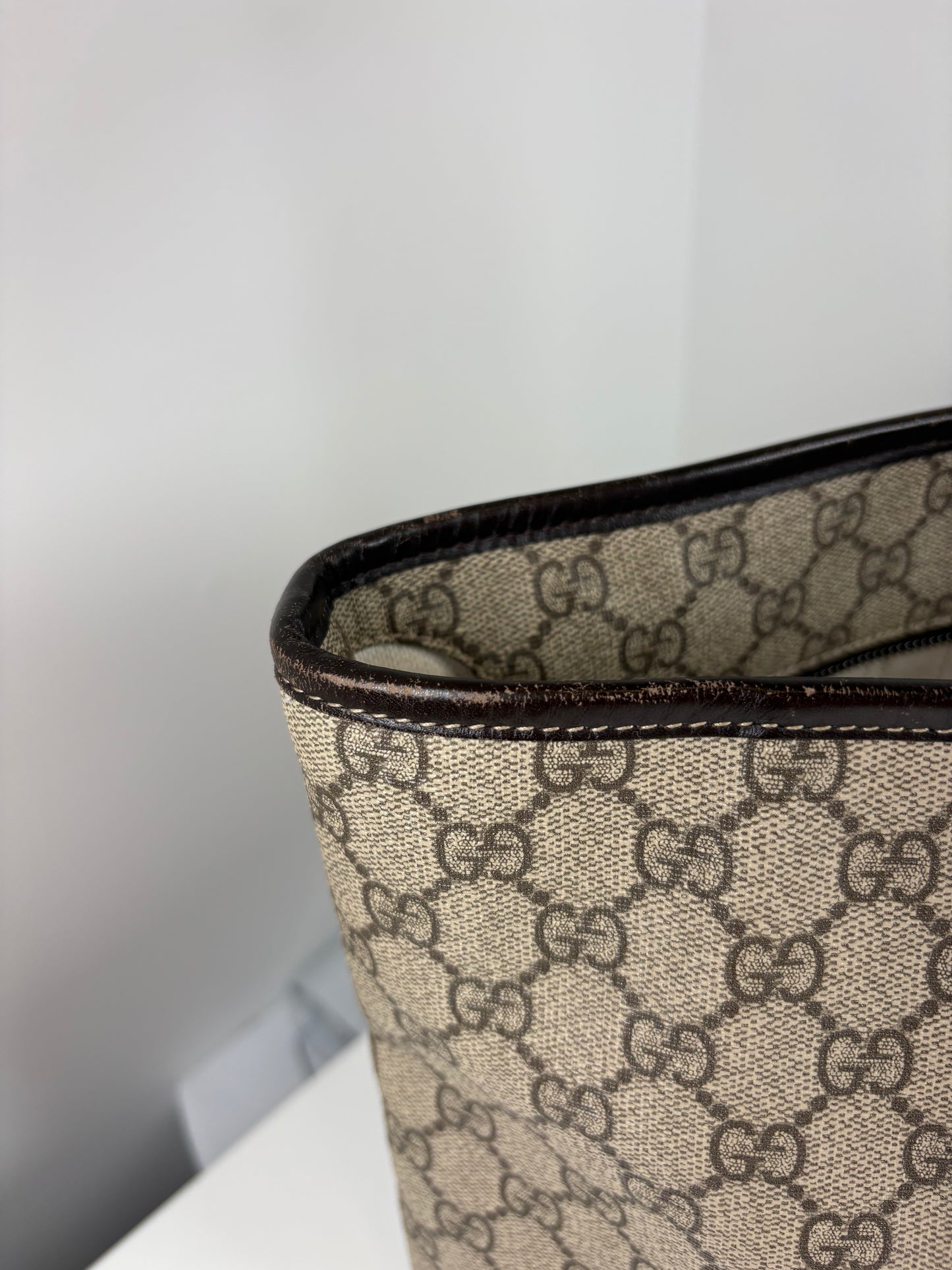 Pre-Owned GUCCI Plus GG Tote Handbag, Beige/Brown, Large