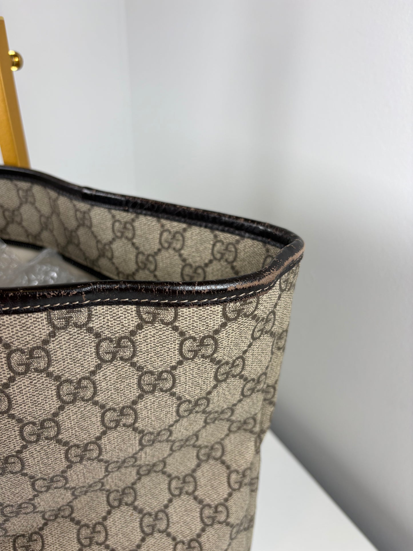 Pre-Owned GUCCI Plus GG Tote Handbag, Beige/Brown, Large