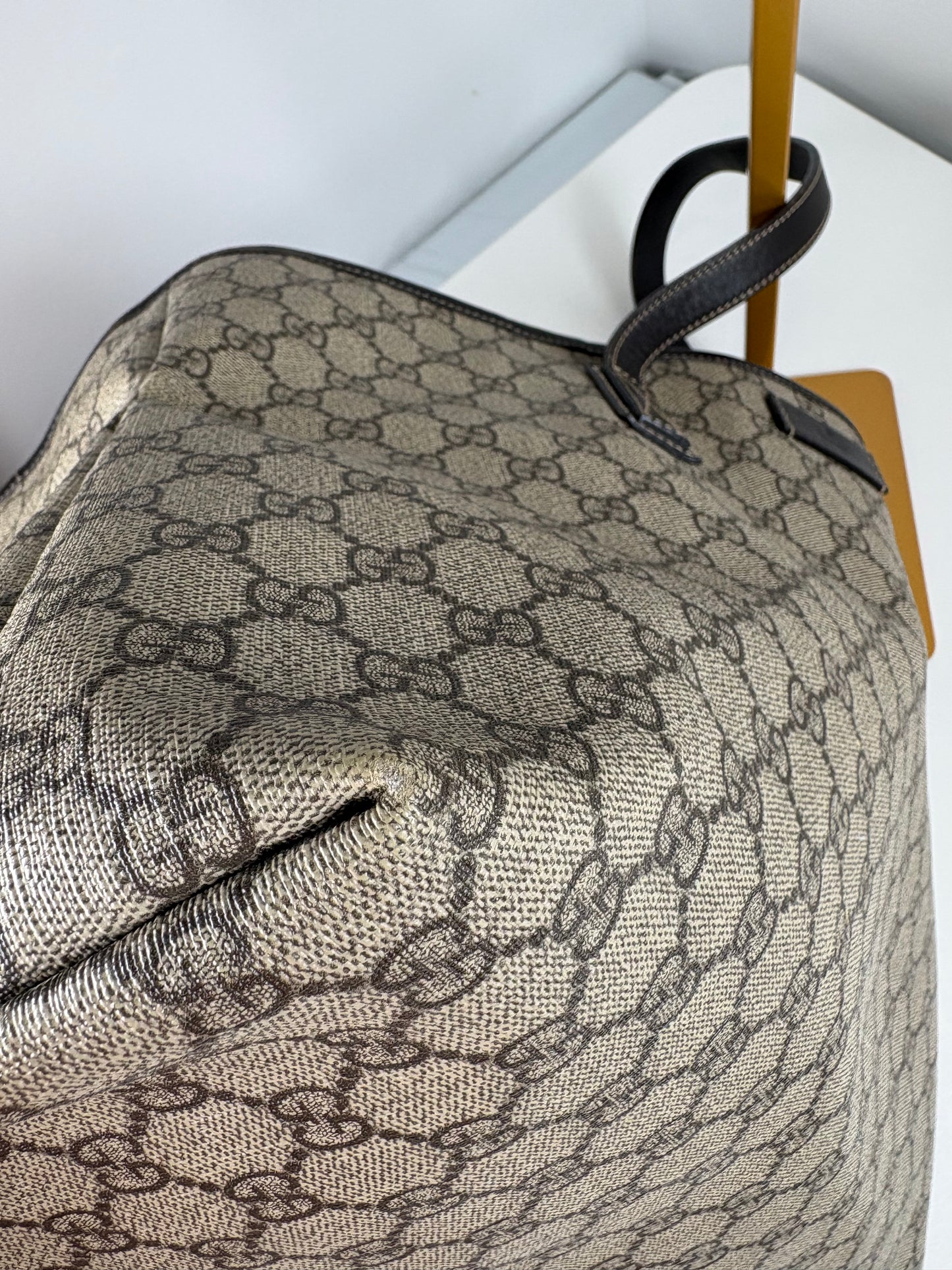 Pre-Owned GUCCI Plus GG Tote Handbag, Beige/Brown, Large