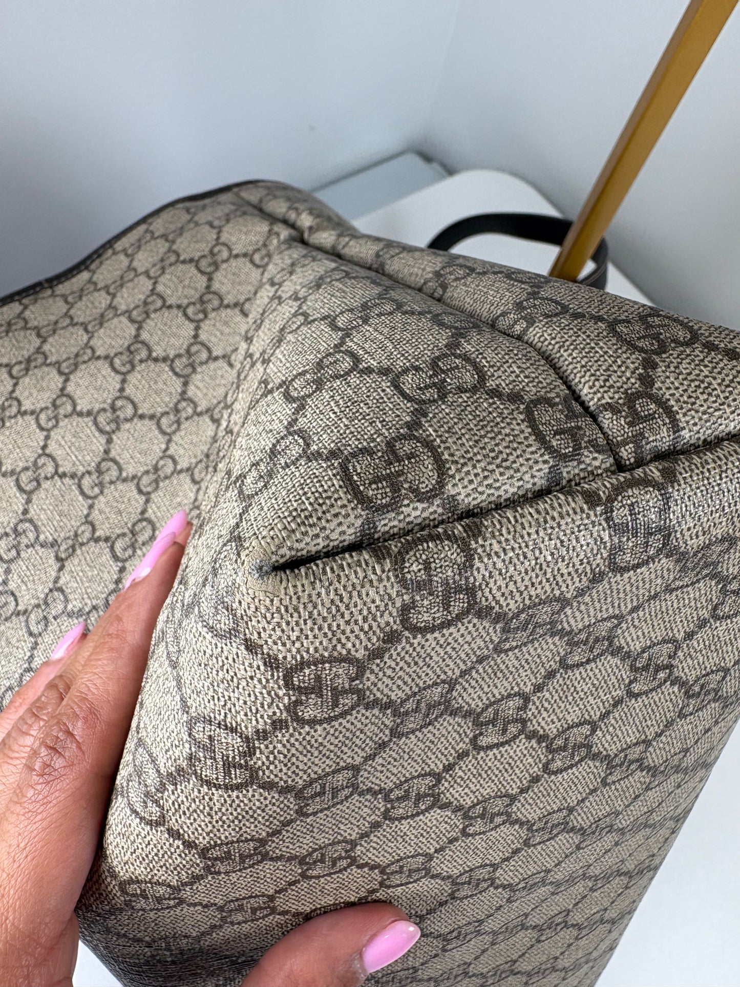 Pre-Owned GUCCI Plus GG Tote Handbag, Beige/Brown, Large