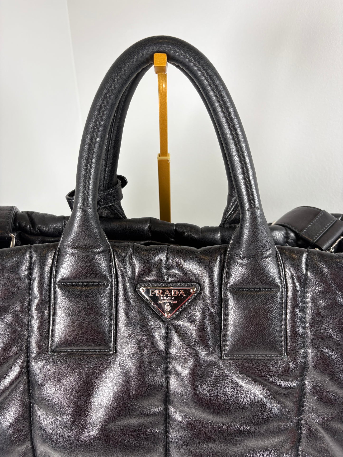 Pre-Owned PRADA Nappa Bomber Tote Handbag, Black, Medium