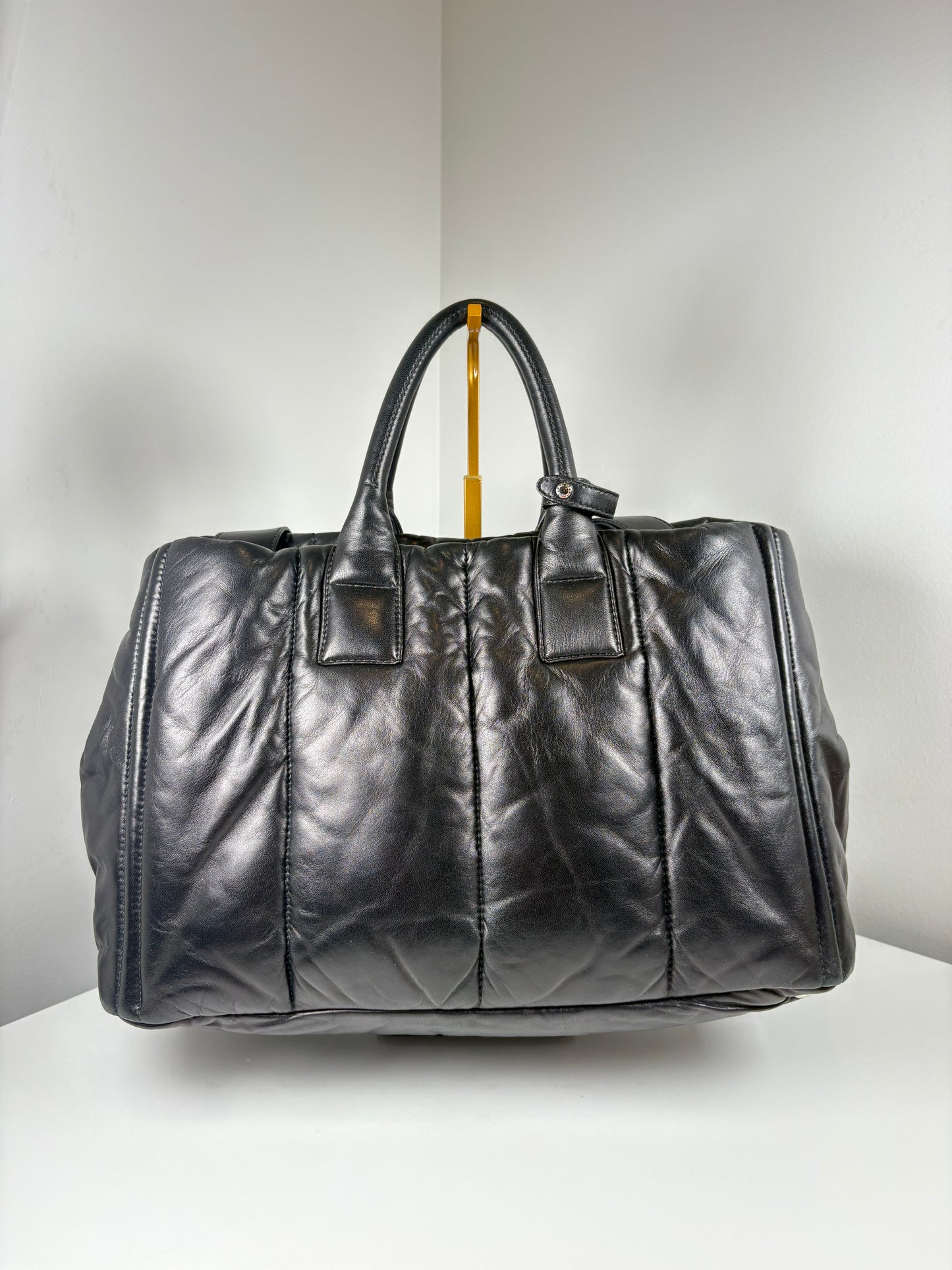 Pre-Owned PRADA Nappa Bomber Tote Handbag, Black, Medium