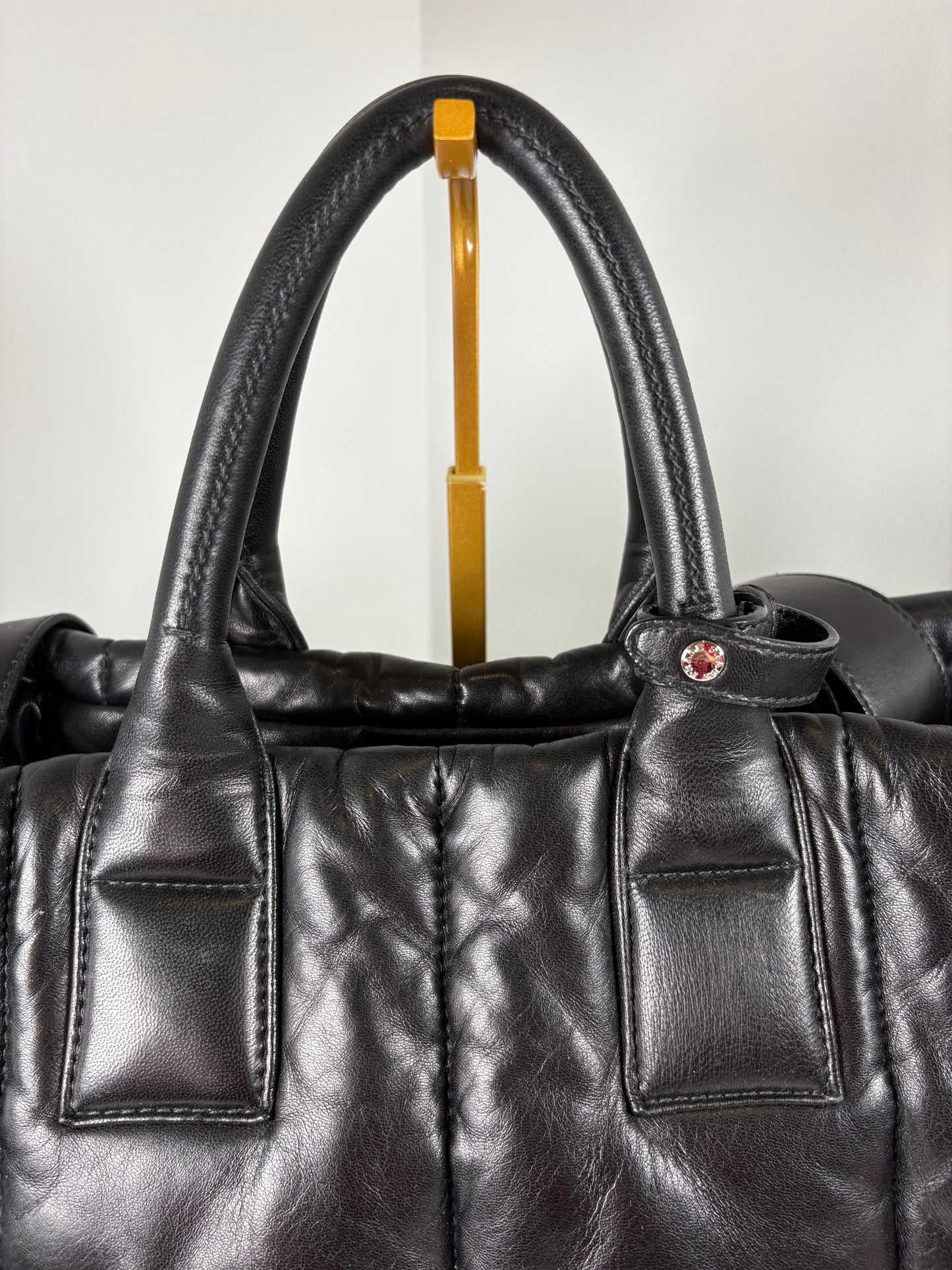 Pre-Owned PRADA Nappa Bomber Tote Handbag, Black, Medium