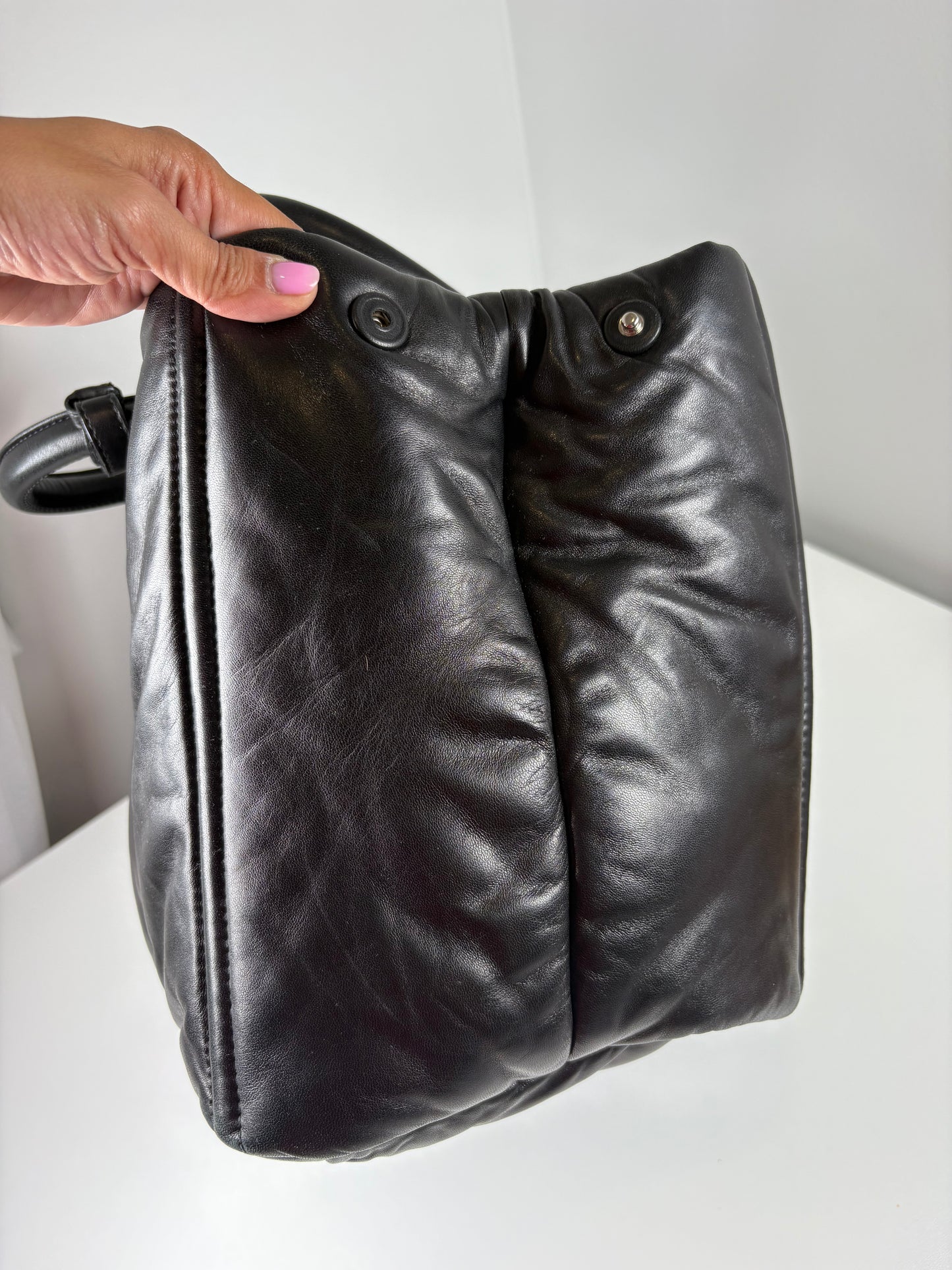 Pre-Owned PRADA Nappa Bomber Tote Handbag, Black, Medium
