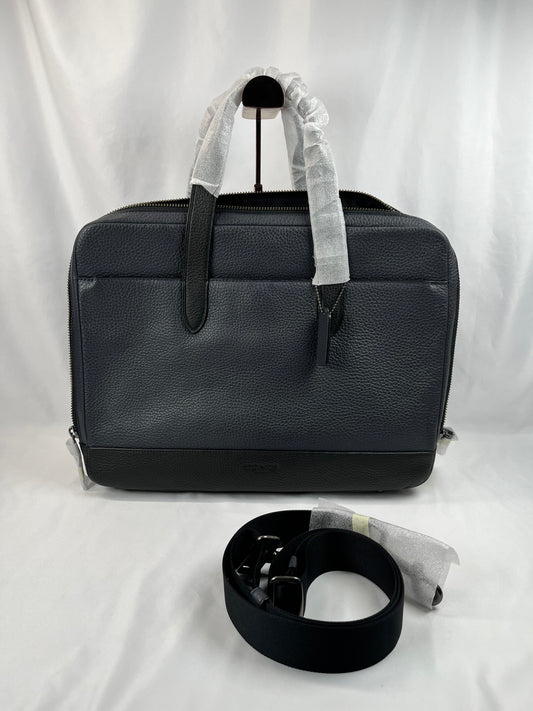 Pre-Owned COACH Hamilton Pebble Leather Blue/Black Laptop Bag
