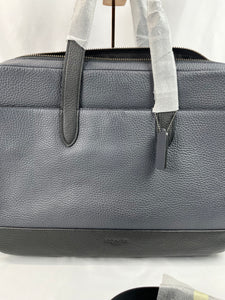 Pre-Owned COACH Hamilton Pebble Leather Blue/Black Laptop Bag