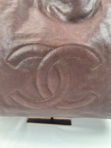 Pre-Owned CHANEL™ Glazed Modern Chain Dark Brown Handbag