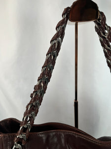 Pre-Owned CHANEL™ Glazed Modern Chain Dark Brown Handbag