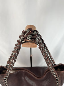 Pre-Owned CHANEL™ Glazed Modern Chain Dark Brown Handbag