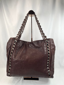 Pre-Owned CHANEL™ Glazed Modern Chain Dark Brown Handbag