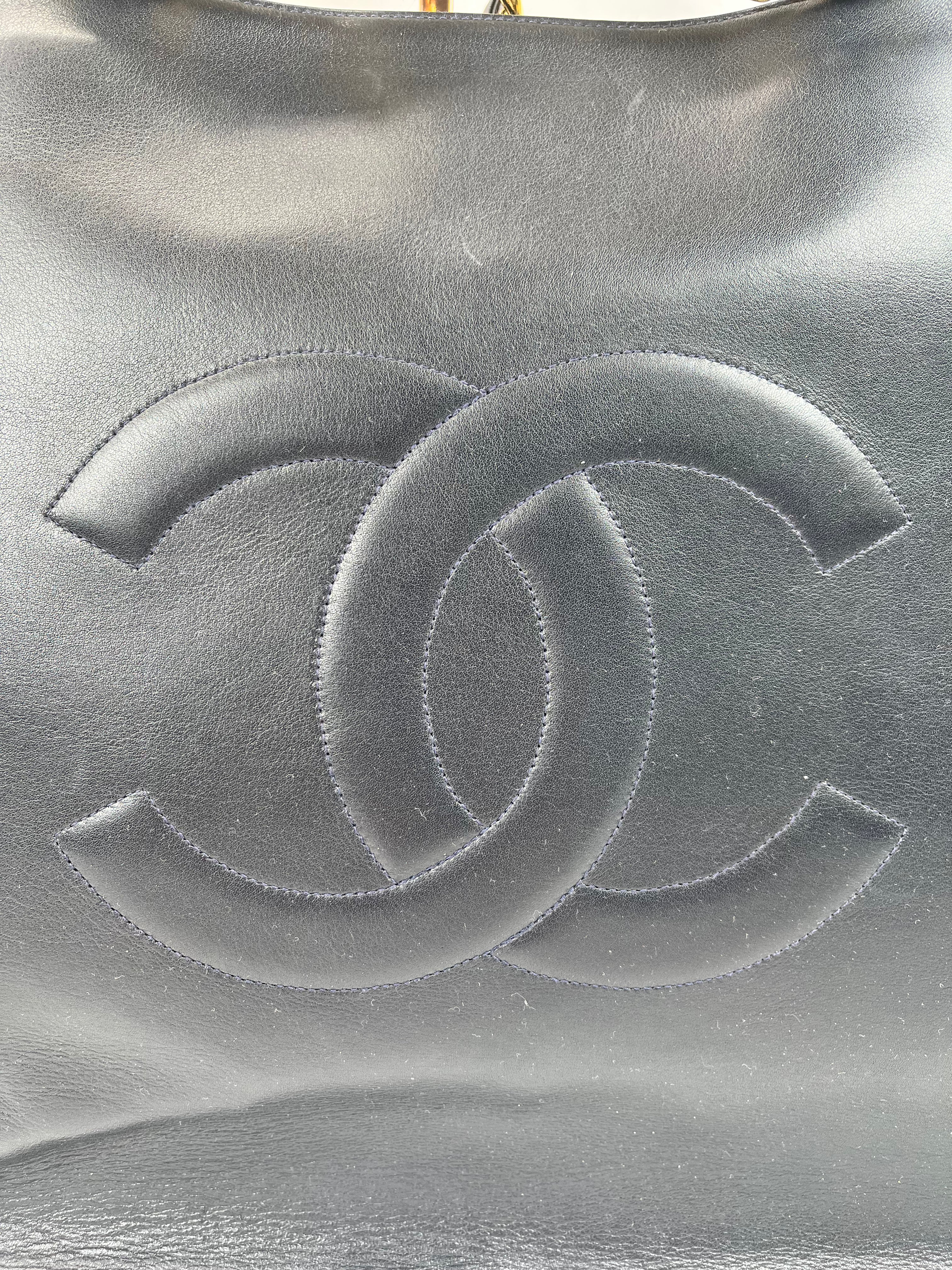 Pre-Owned CHANEL™ Vintage XL Timeless CC Dark Blue Handbag