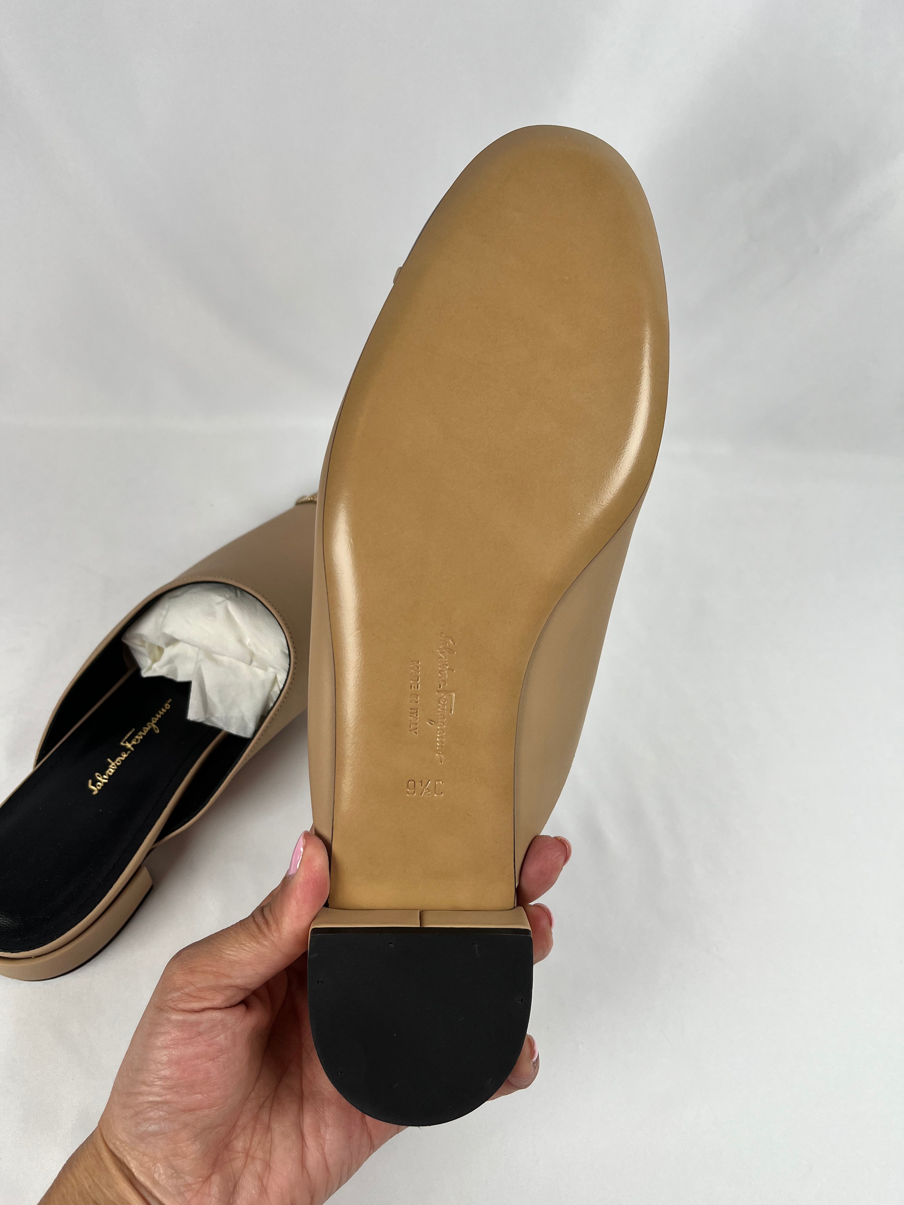 Salvatore Ferragamo Muggia Black/Nude Mules, 9.5