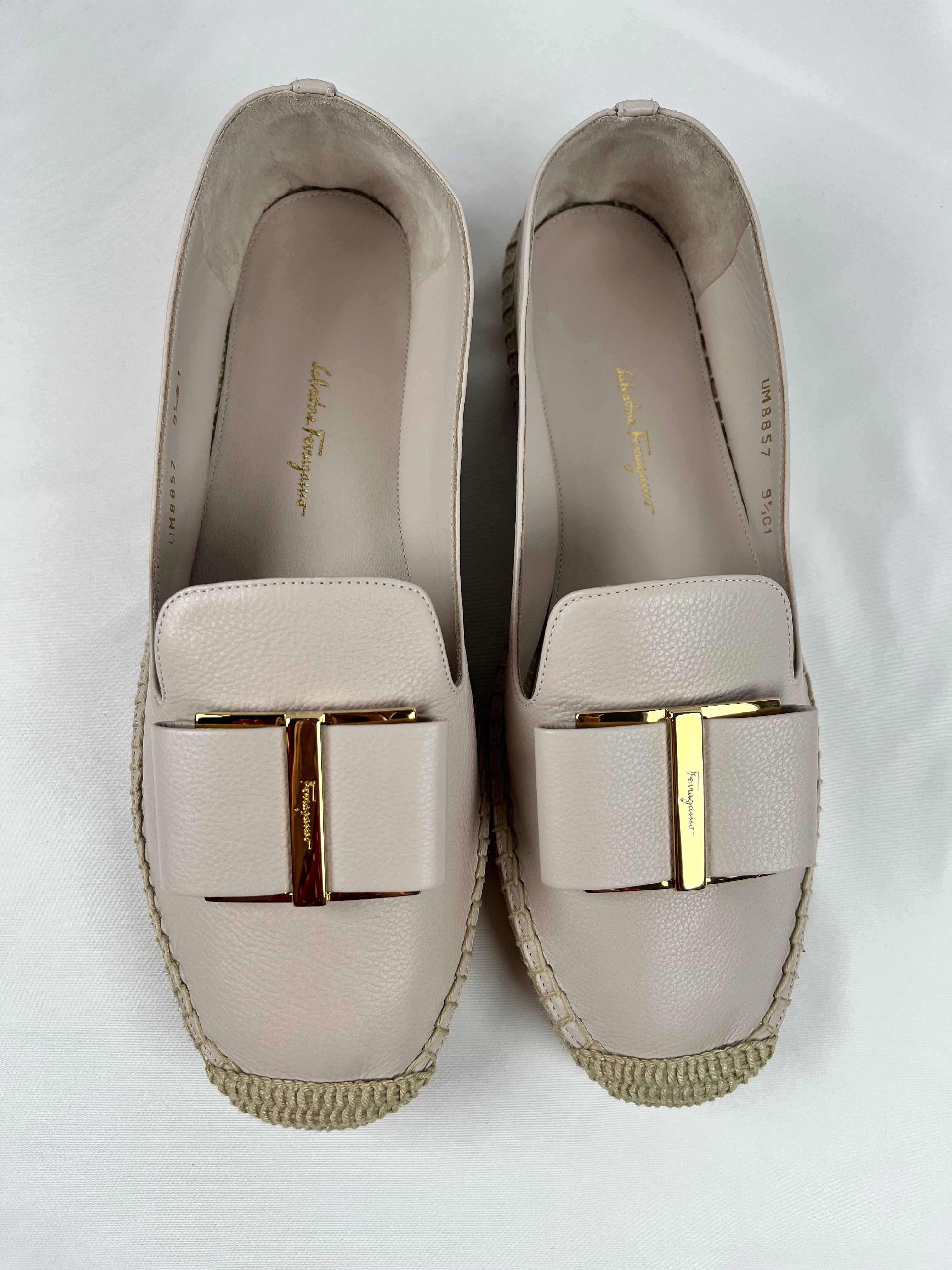 Salvatore Ferragamo Sannio En Cuir Pierre Espadrilles, 9.5C