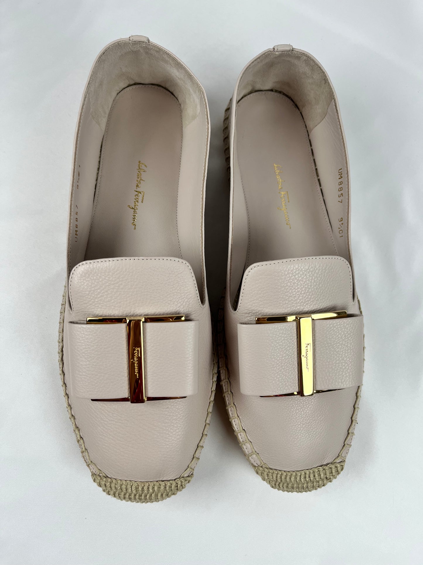Pre-Owned SALVATORE FERRAGAMO Sannio En Cuir Pierre Espadrilles, 9.5C