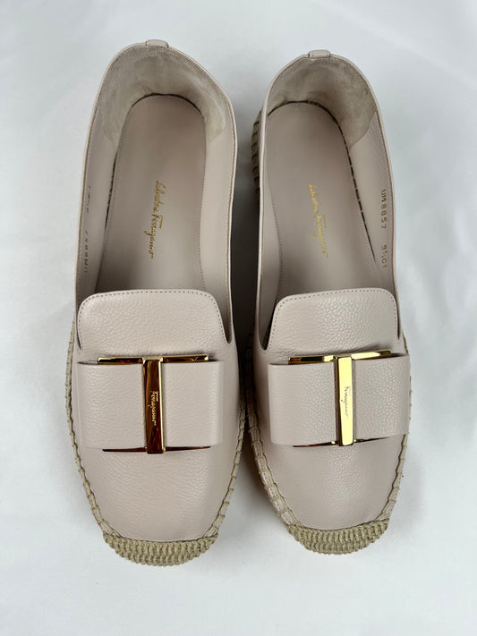 Pre-Owned SALVATORE FERRAGAMO Sannio En Cuir Pierre Espadrilles, 9.5C