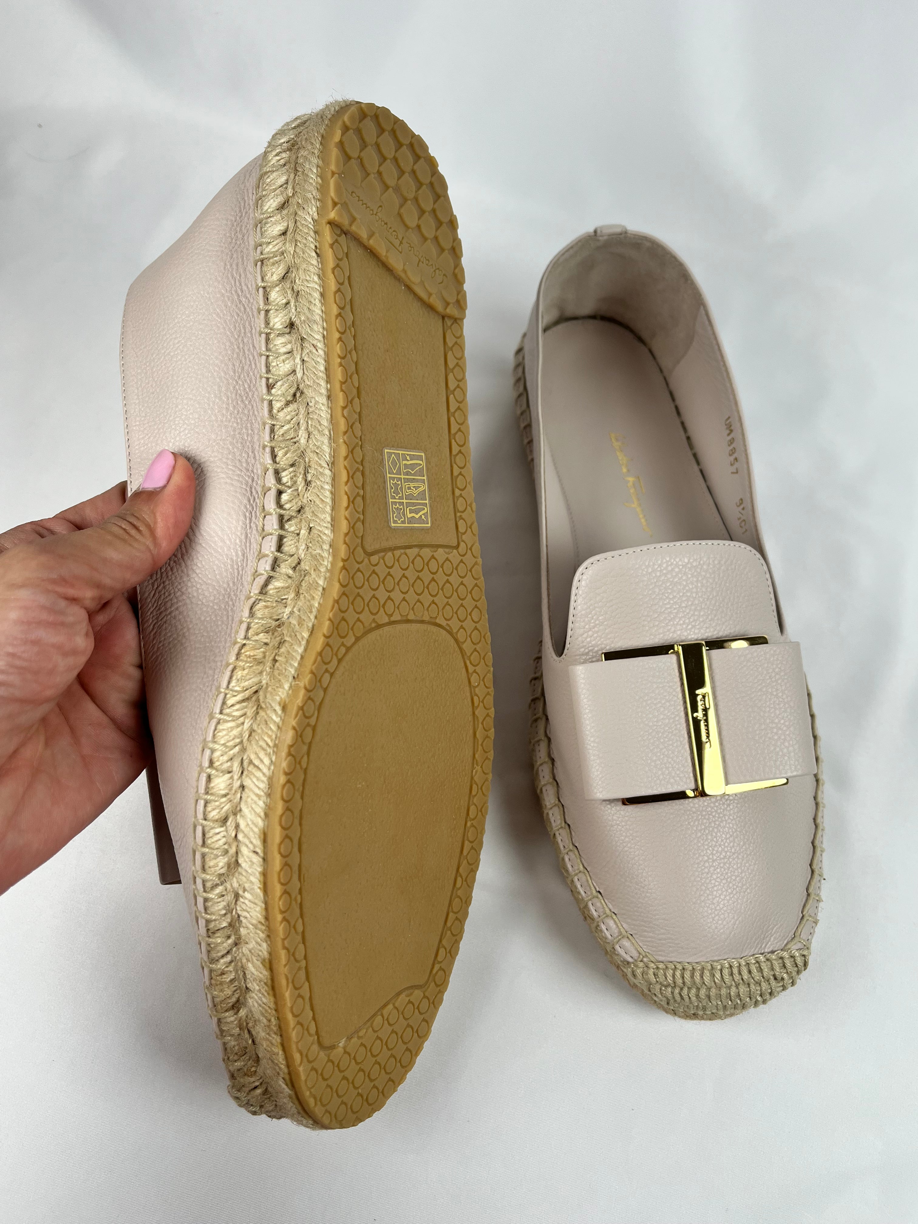 Salvatore Ferragamo Sannio En Cuir Pierre Espadrilles, 9.5C