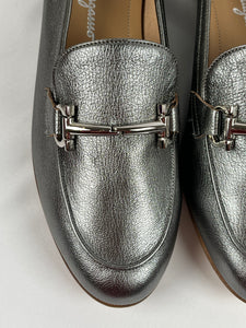 Salvatore Ferragamo Silver Loafers, 9.5