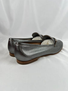 Salvatore Ferragamo Silver Loafers, 9.5