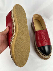 Pre-Owned CHANEL™ Black/Red Espadrilles, 40