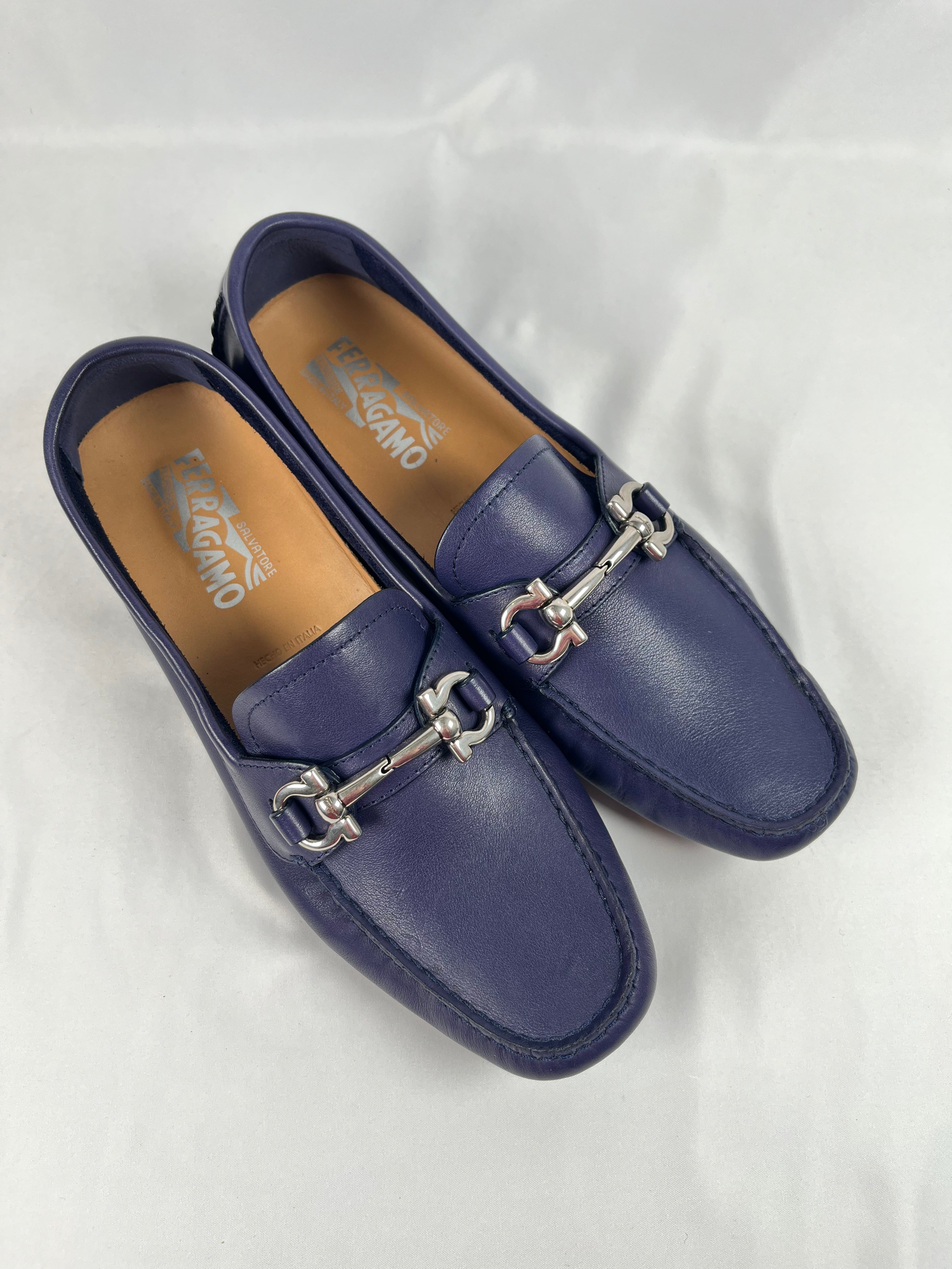Salvatore Ferragamo Parigi Navy Blue Loafers, 9.5
