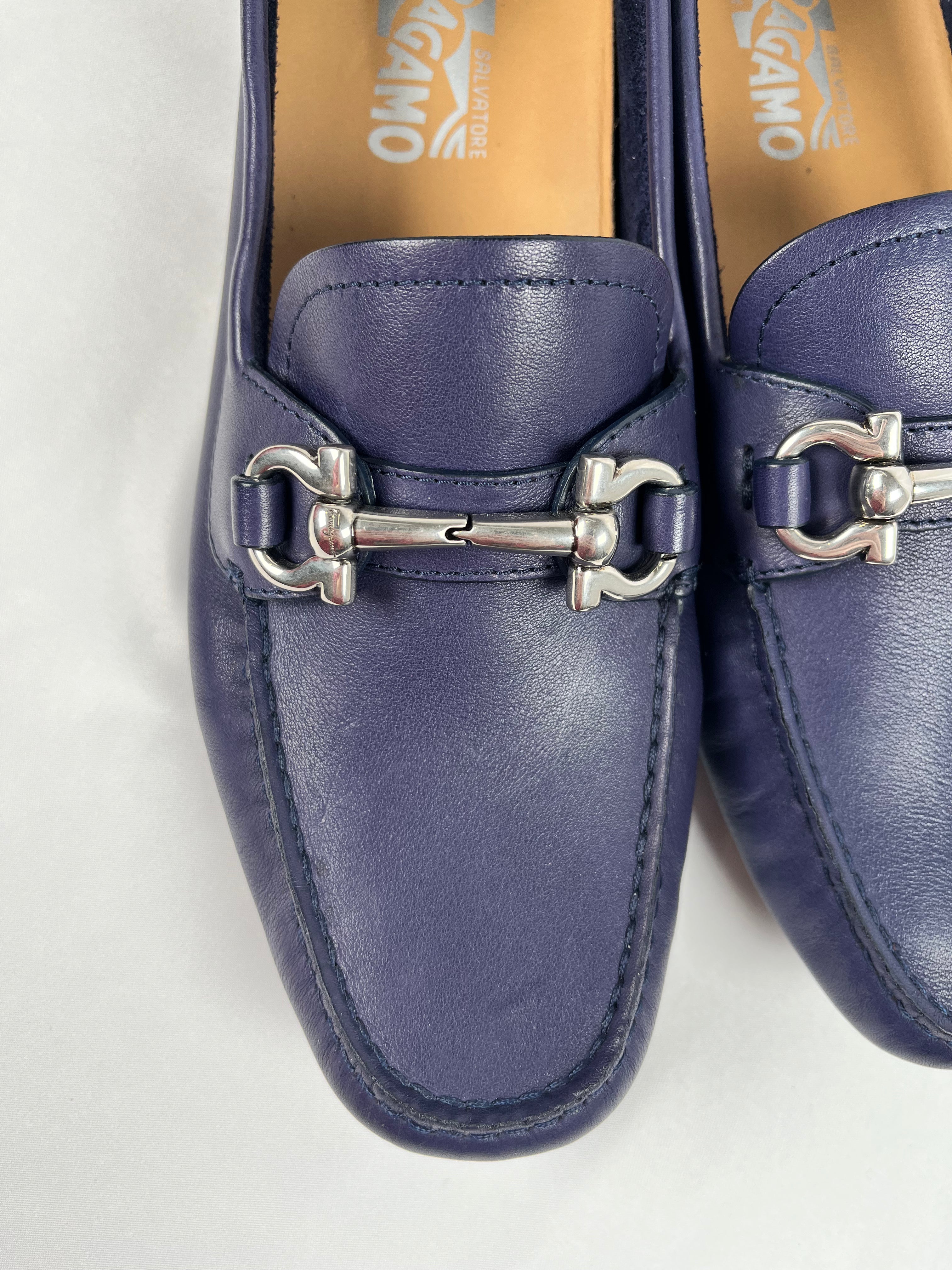 Salvatore Ferragamo Parigi Navy Blue Loafers, 9.5
