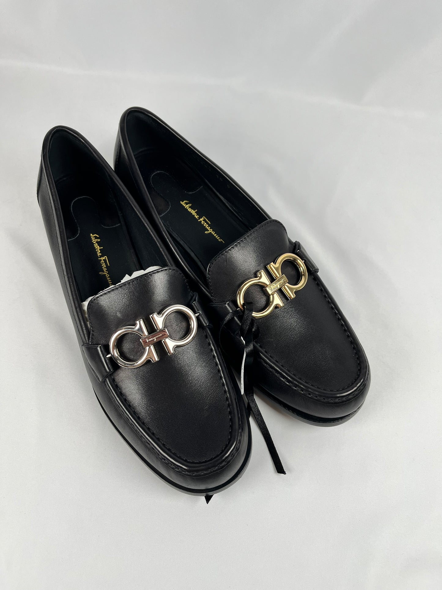 Salvatore Ferragamo Rolo Black Loafers, 10C