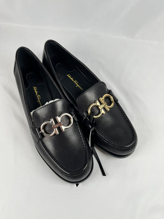 Salvatore Ferragamo Rolo Black Loafers, 10C