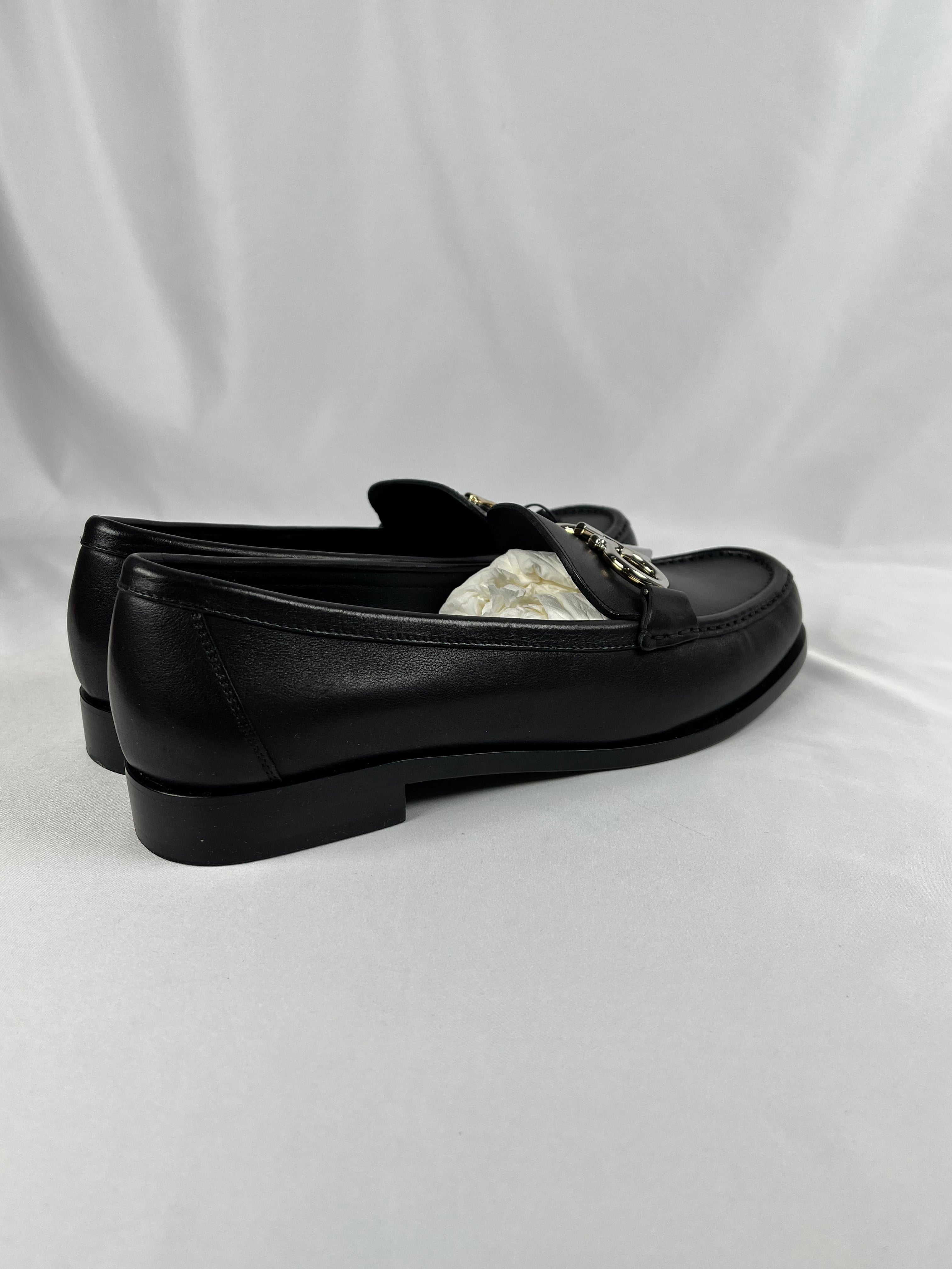 Salvatore Ferragamo Rolo Black Loafers, 10C