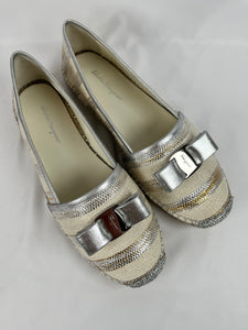 Salvatore Ferragamo Elodie Metallic Espadrilles, 10